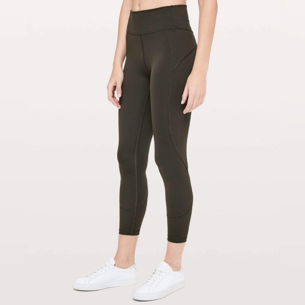 Lululemon In Movement 7/8 Tight *Everlux 25" Dark Olive size 2 in VGUC